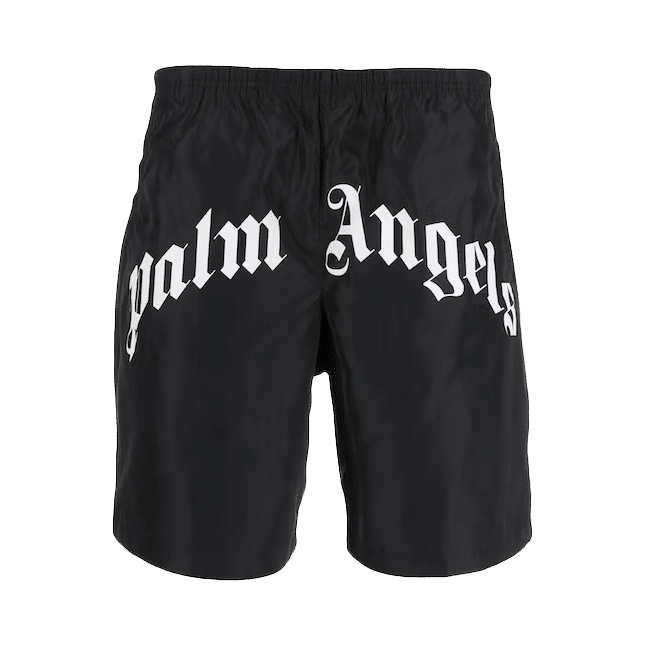 Palm Angels Logo Print Swimming Shorts Black