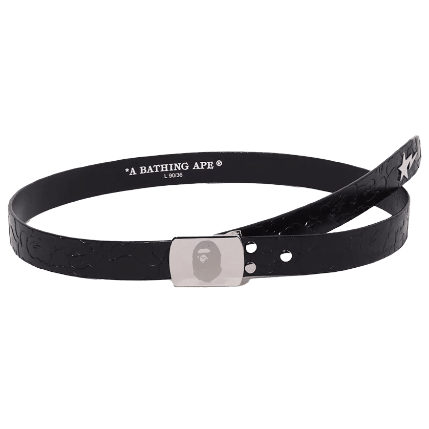 BAPE Neon Camo Narrow Leather Belt Black