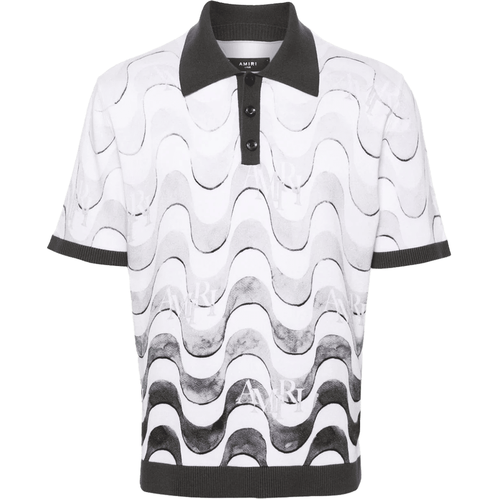 AMIRI Staggered wave-print polo shirt