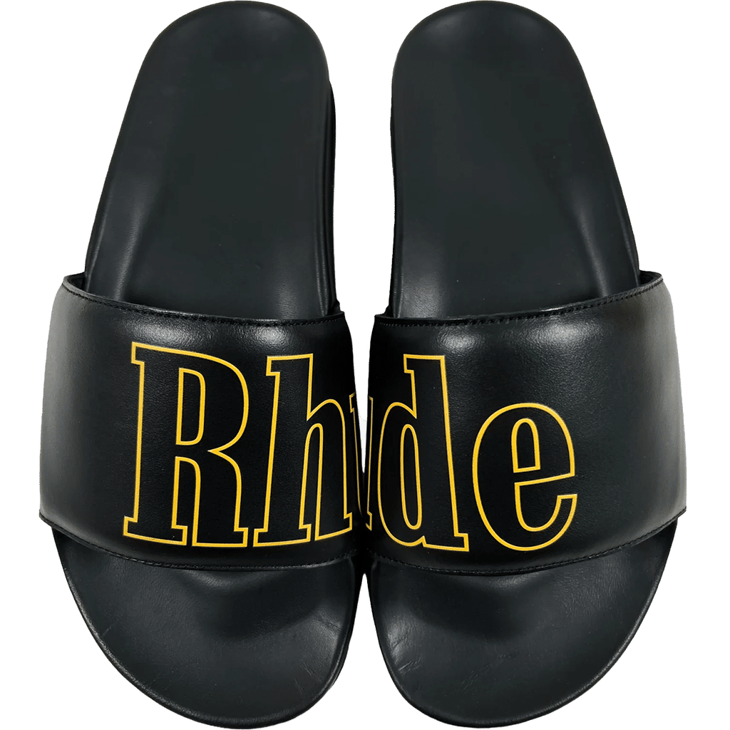 RHUDE logo-print leather slides
