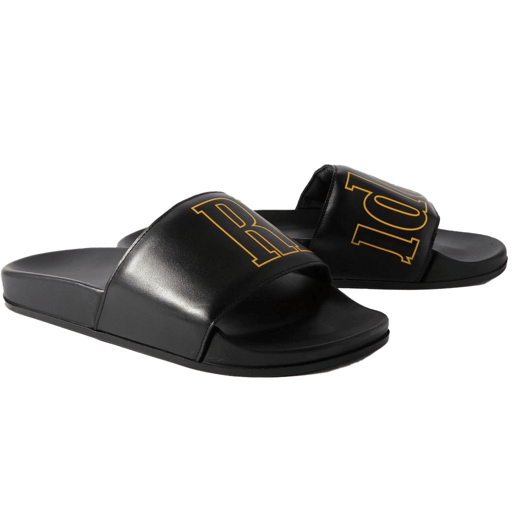 RHUDE logo-print leather slides