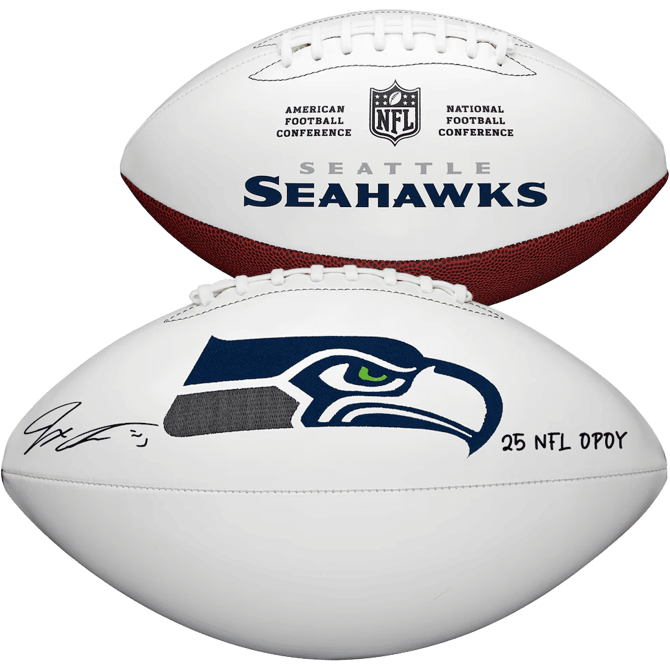 Jaxon Smith-Njigba Seattle Seahawks Autographed Wilson White Panel Football with "25 NFL OPOY" Inscription
