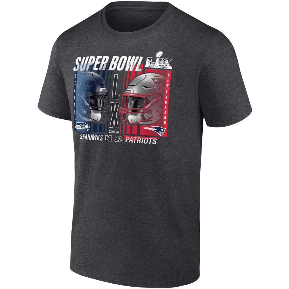 New England Patriots vs. Seattle Seahawks Charcoal Super Bowl LX Matchup Final Battle T-Shirt