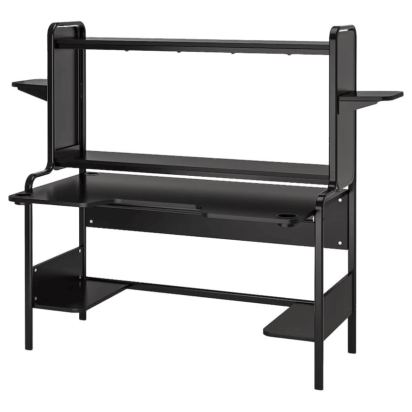 IKEA FREDDE Gaming desk, black, 55 1/8/72 7/8x29 1/8x57 1/2 "