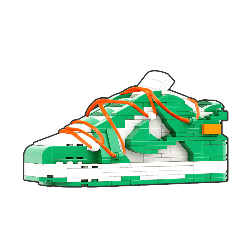 "SB Dunk Off-White Pine Green" Sneaker Bricks with Mini Figure
