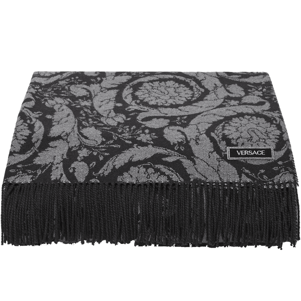 Versace Barocco fringed cashmere blanket (188cm x 146cm)