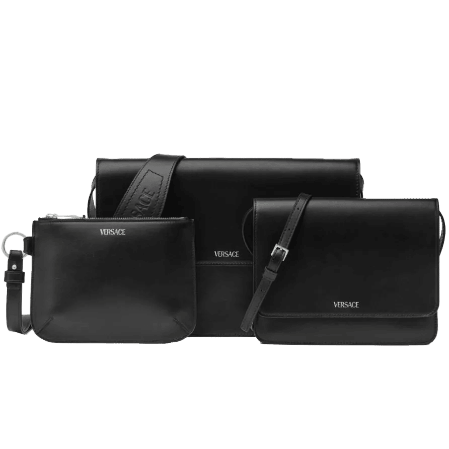 Versace logo-appliqué leather shoulder bag