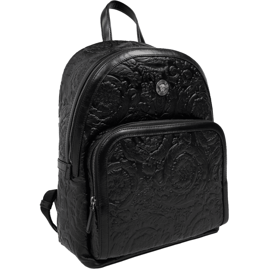 Versace appliqué-logo leather backpack