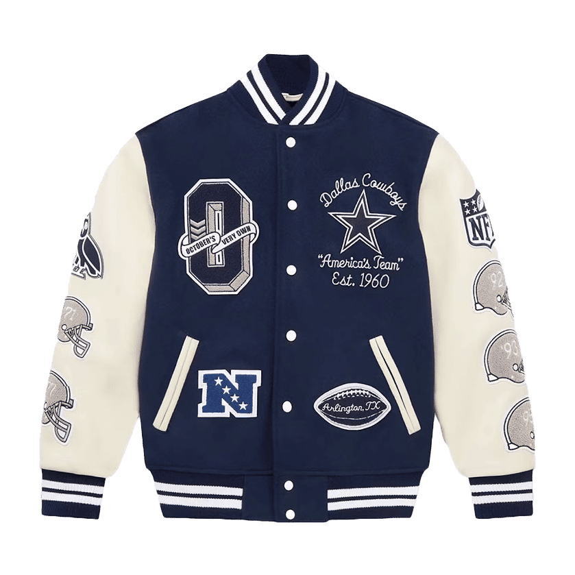 OVO x NFL Dallas Cowboys Varsity Jacket Navy