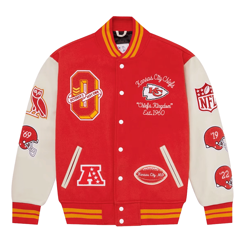 OVO x NFL Kansas City Chiefs Full-Snap Varsity Jacket Red