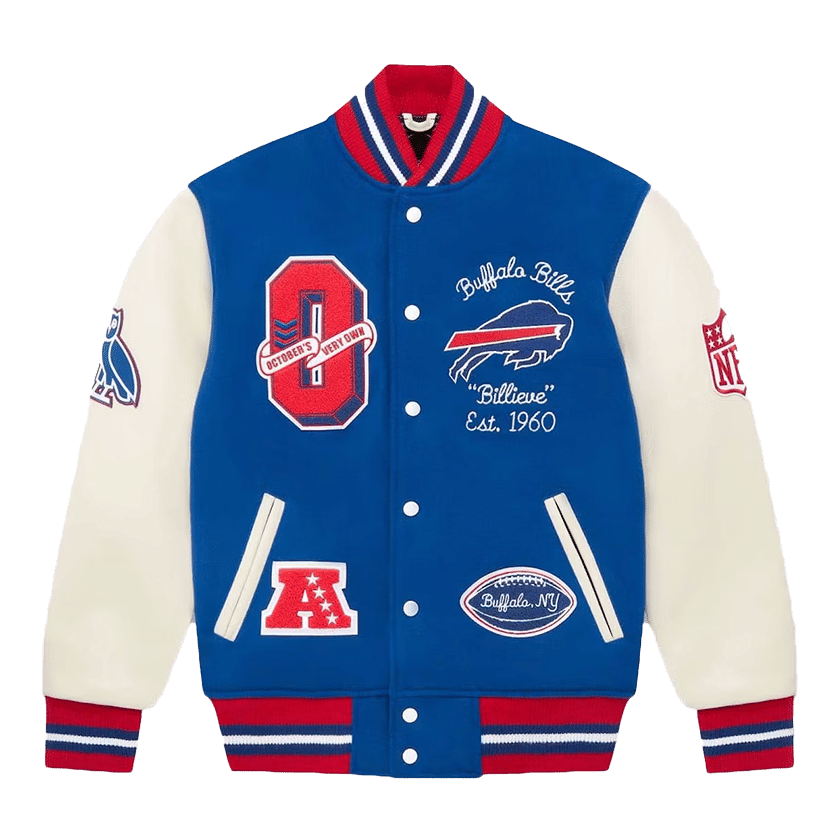 OVO x NFL Buffalo Bills Varsity Jacket Blue