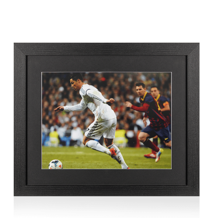 Cristiano Ronaldo Photo In Black Wooden Frame: Real Madrid vs Barcelona (unsigned)