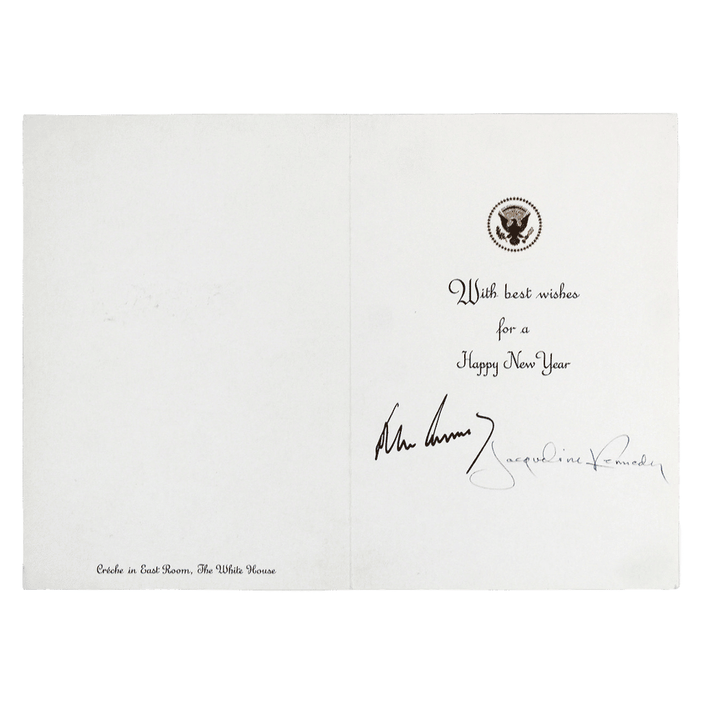 John F. Kennedy & Jaqueline Onassis Signed 1963 Unsent Christmas Card BAS LOA