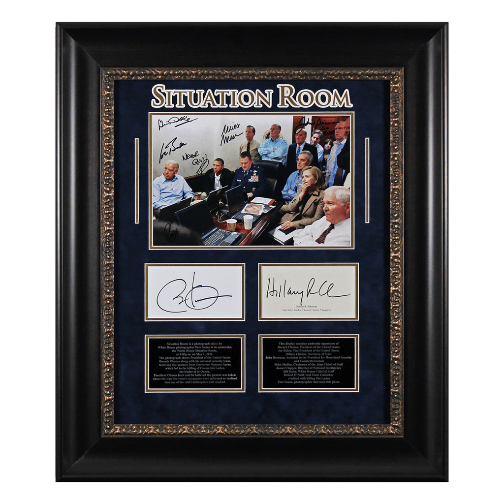 The Situation Room (9) Obama, Biden, Clinton, O'Neil Signed Framed Display BAS