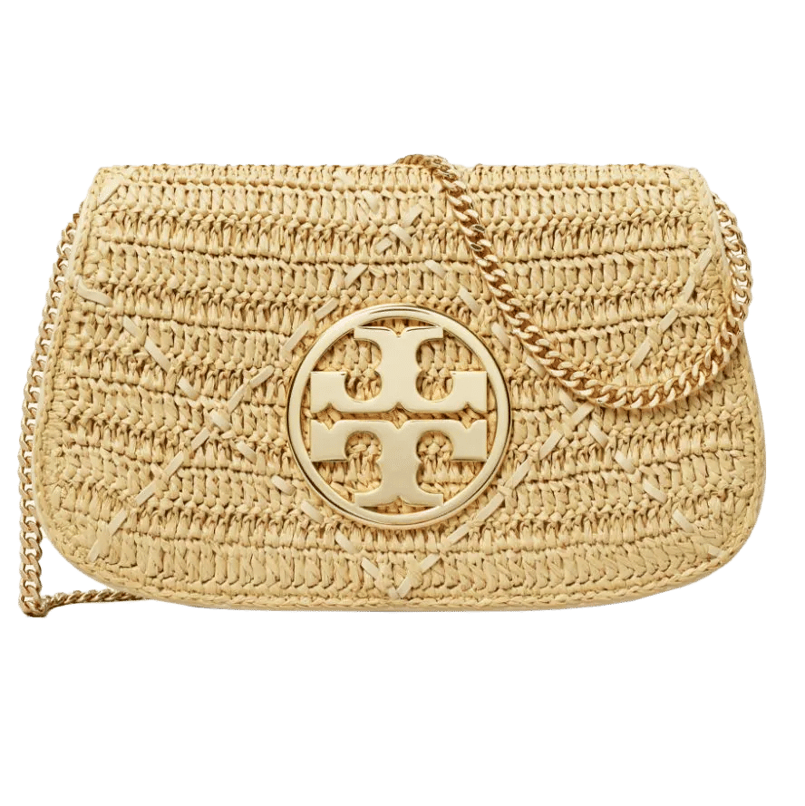 Tory Burch Reva raffia clutch bag