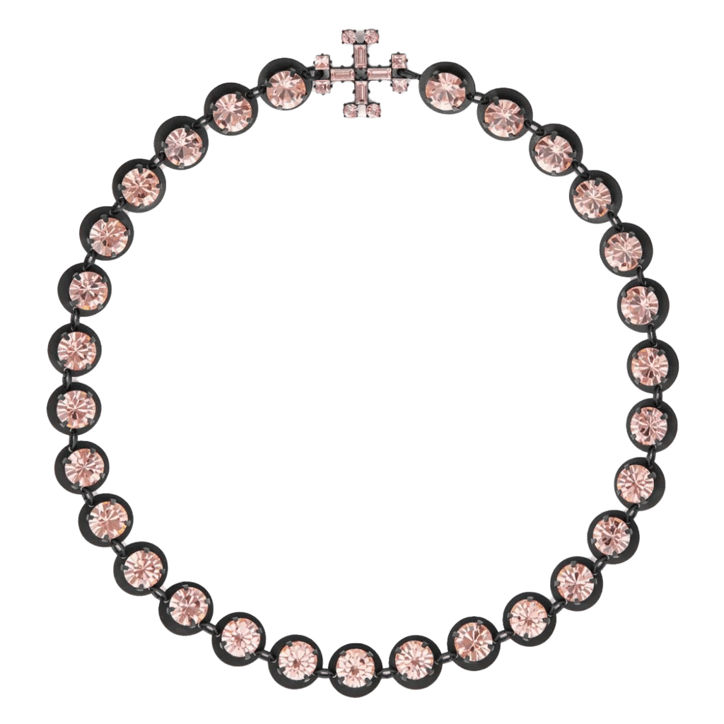 Tory Burch logo-pendant crystal choker necklace
