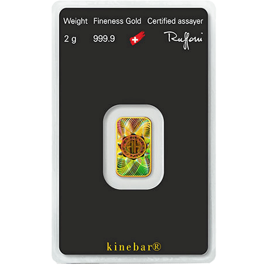 2 Gram Argor Heraeus Kinebar Gold Bar (New w/ Assay)
