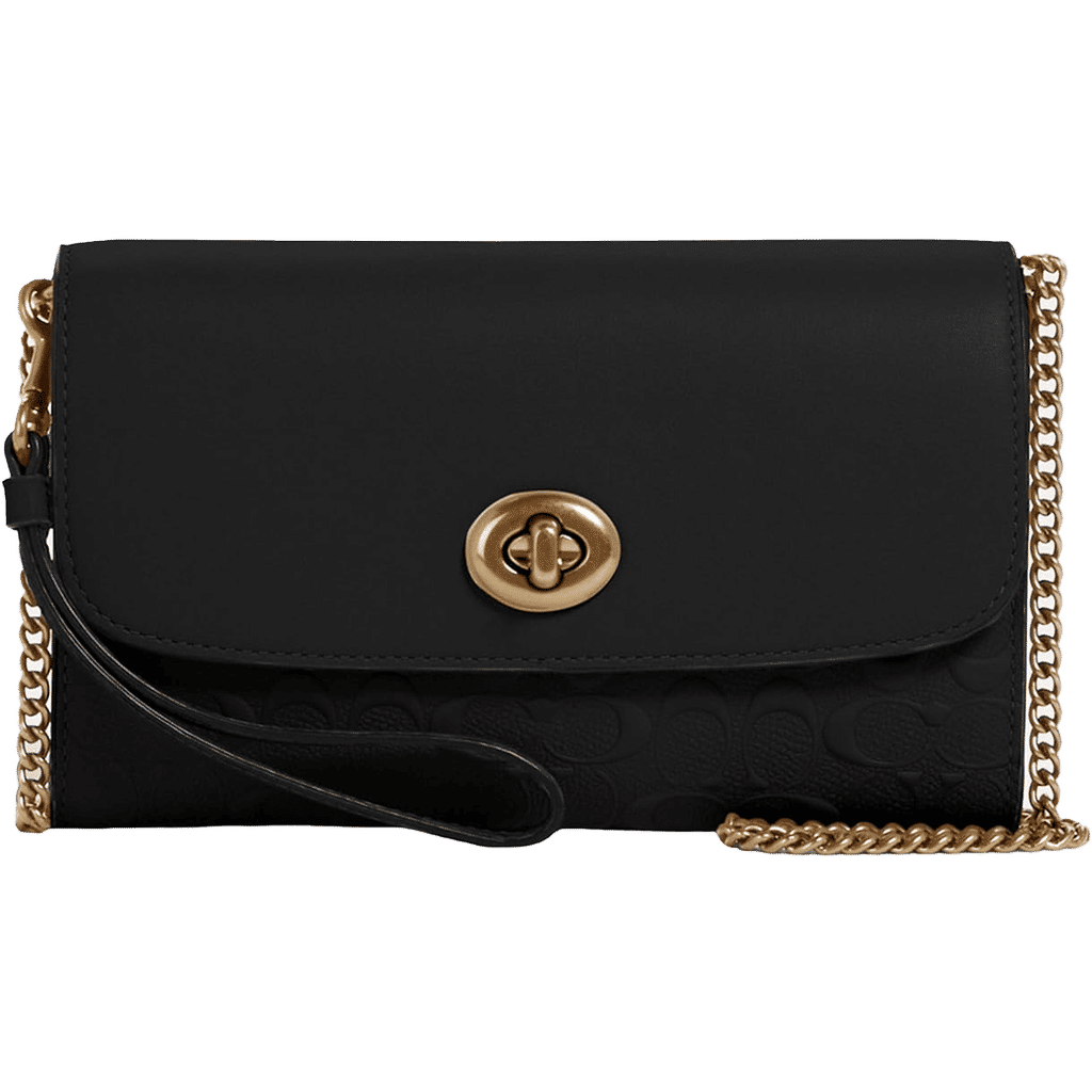Coach Womens Signature Leather Chain Crossbody