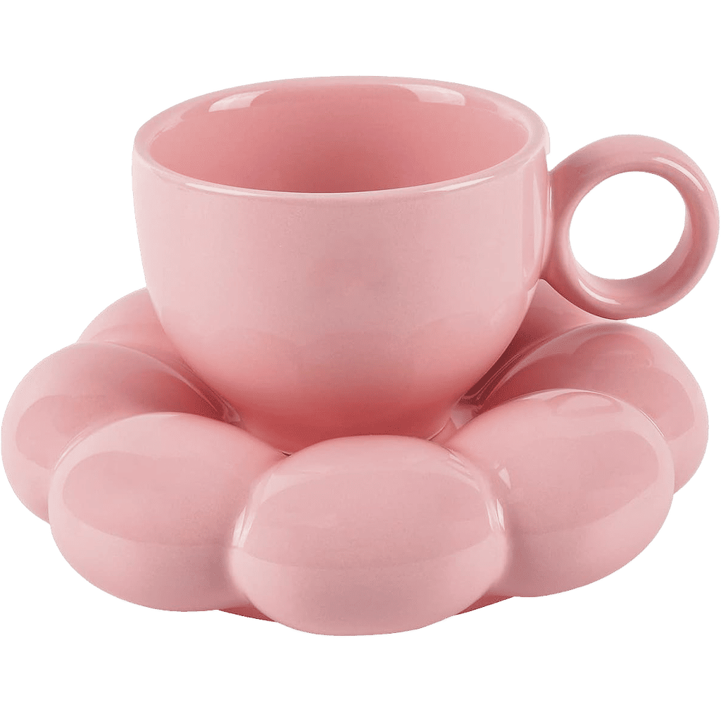Koythin Ceramic Coffee Mug with Saucer Set, Creative Cute Cup with Sunflower Coaster