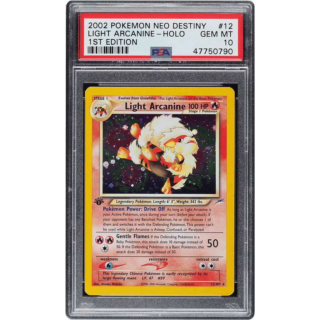  2002 Pokemon Neo Destiny 1st Edition Holo Light Arcanine #12 PSA 10 GEM MINT