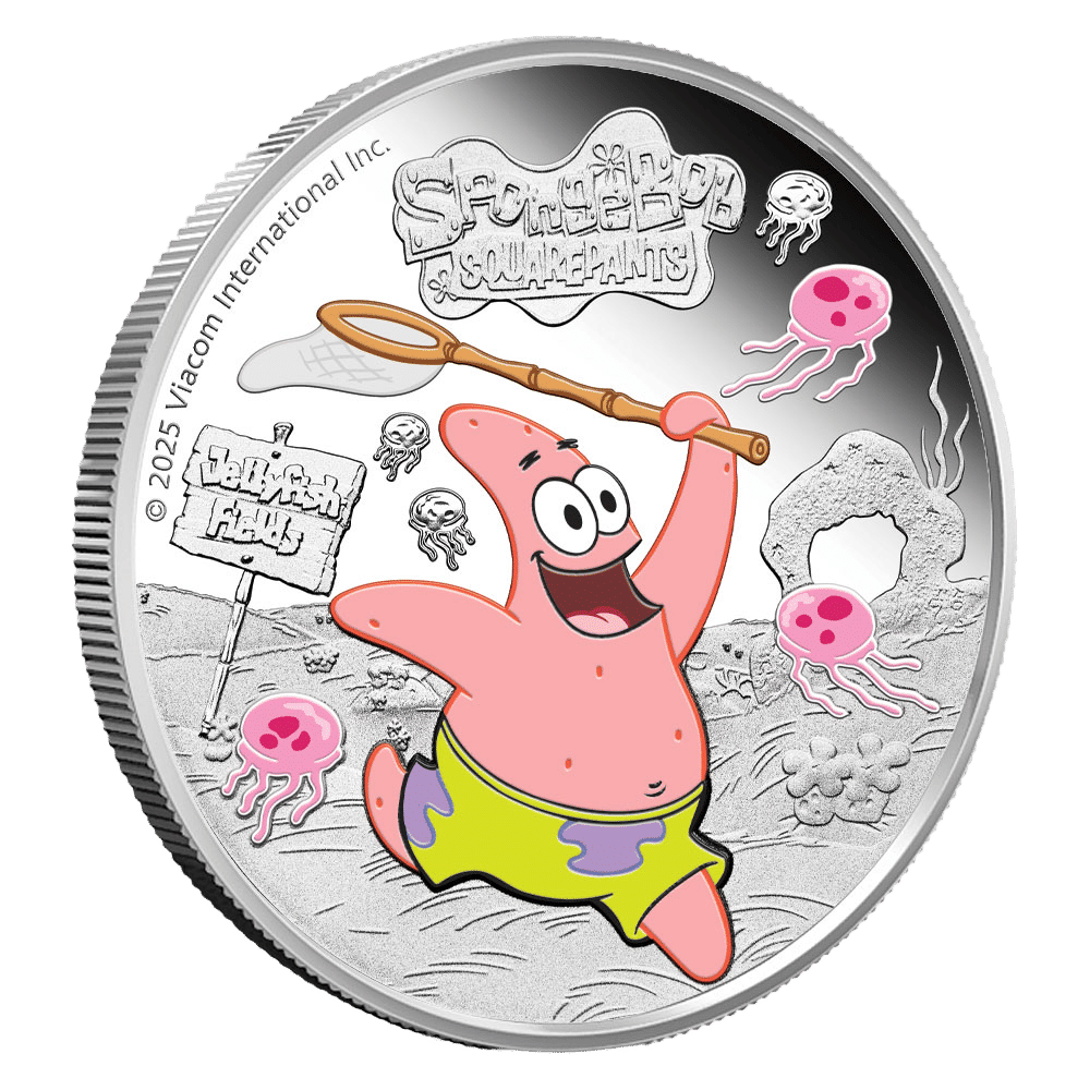 2025 1 oz Proof Colorized Tuvalu Silver Patrick Star Coin (Box + CoA)