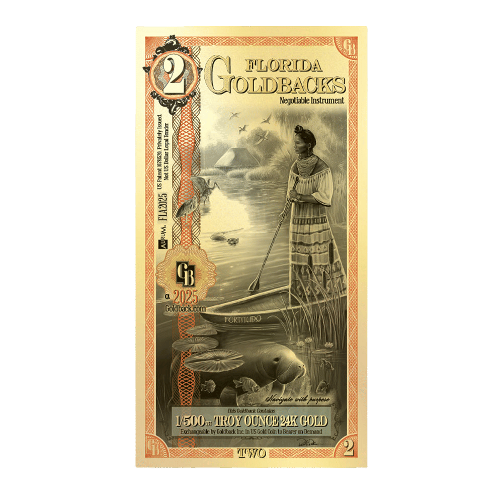 2 Florida Goldback Gold Note (New)