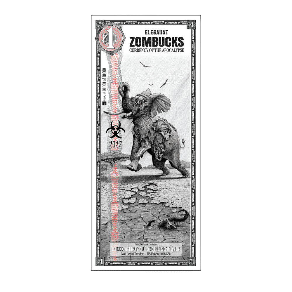 1 Zombucks World Elegaunt Silver Note (New)